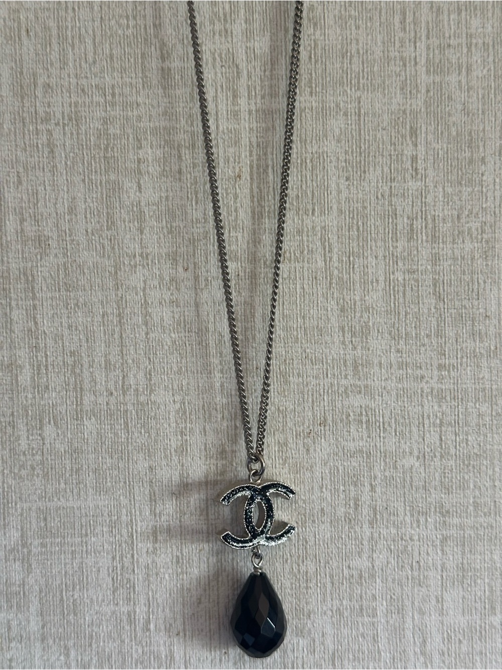 Chanel Fall 2010 B10A Shimmer CC Teardrop Pendant Necklace with Box